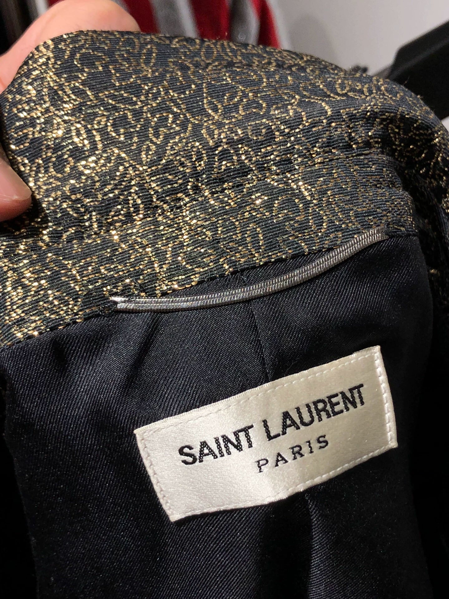 Saint Laurent Paris Golden satin suit jacket