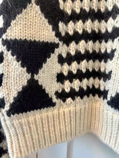 Saint Laurent Paris Black and white wool mohair coarse thread sweater