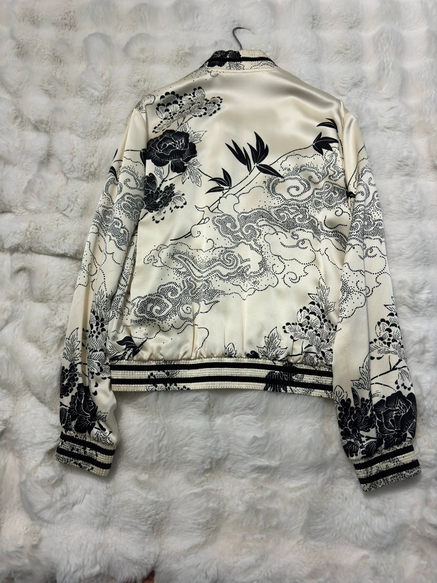 Saint Laurent Paris Xiu style auspicious cloud flower baseball jacket