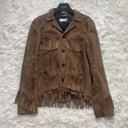 Saint Laurent Paris 16ss suede fringe jacket