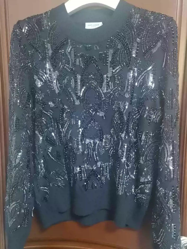 Saint Laurent Paris Handmade sequin sweater