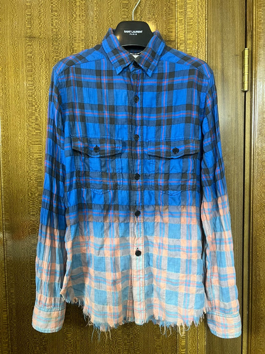 Saint Laurent Paris16ss tassel gradient checkered shirt