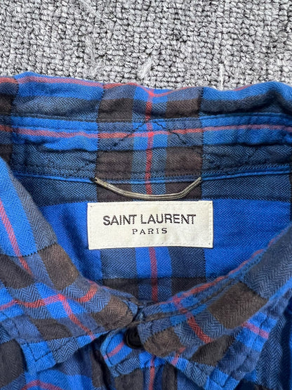 Saint Laurent Paris16ss tassel gradient checkered shirt