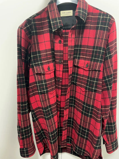 Saint Laurent Paris 13AW wool plaid shirt