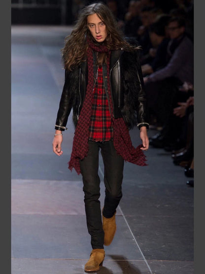 Saint Laurent Paris 13AW wool plaid shirt