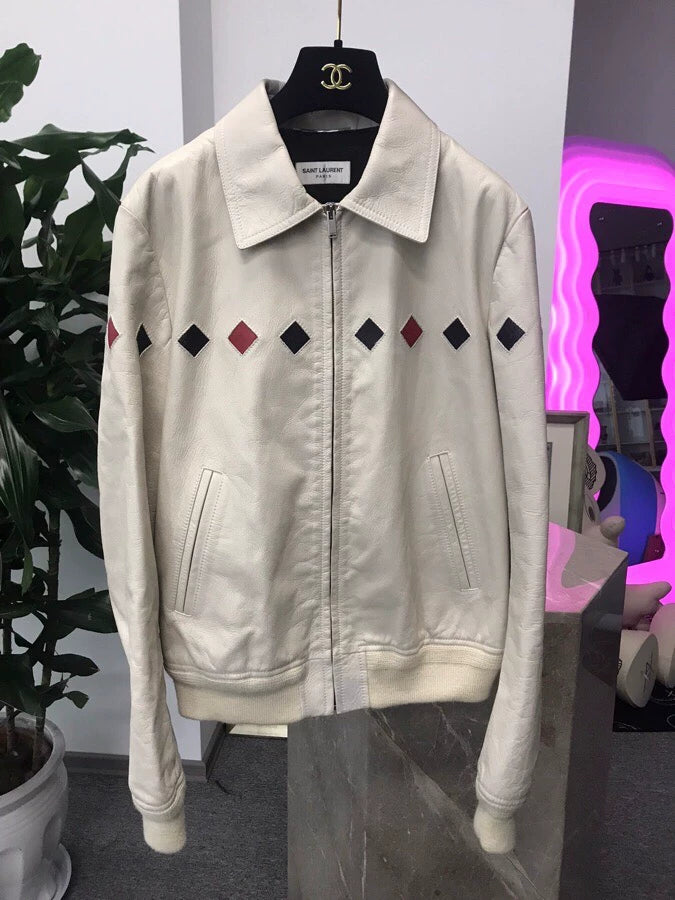 Saint Laurent Paris White vintage leather jacket