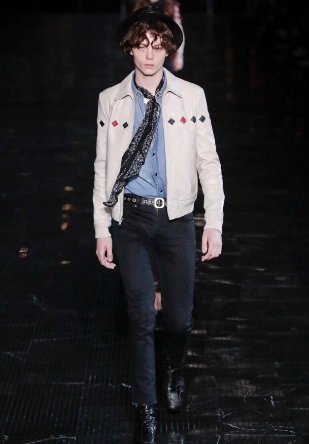 Saint Laurent Paris White vintage leather jacket