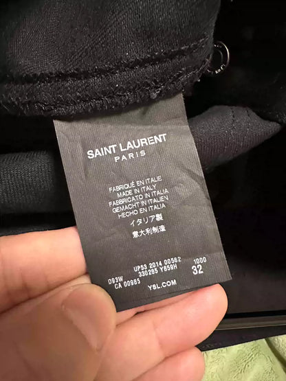 Saint Laurent Paris Spliced leather zipper motorcycle pants