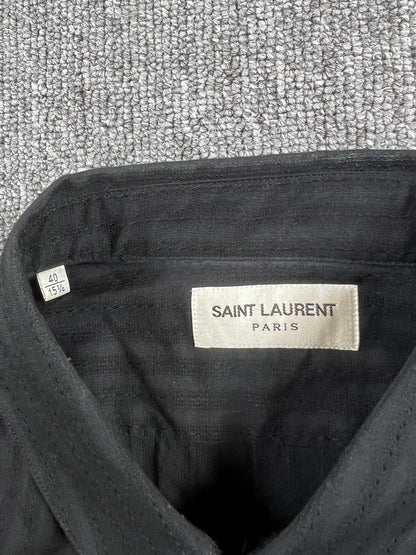 Saint Laurent Paris 20SS ruffle collar poplin striped shirt