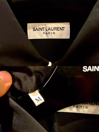 Saint Laurent Paris 16FW Show Black Beimu Button Silk Palace Shirt