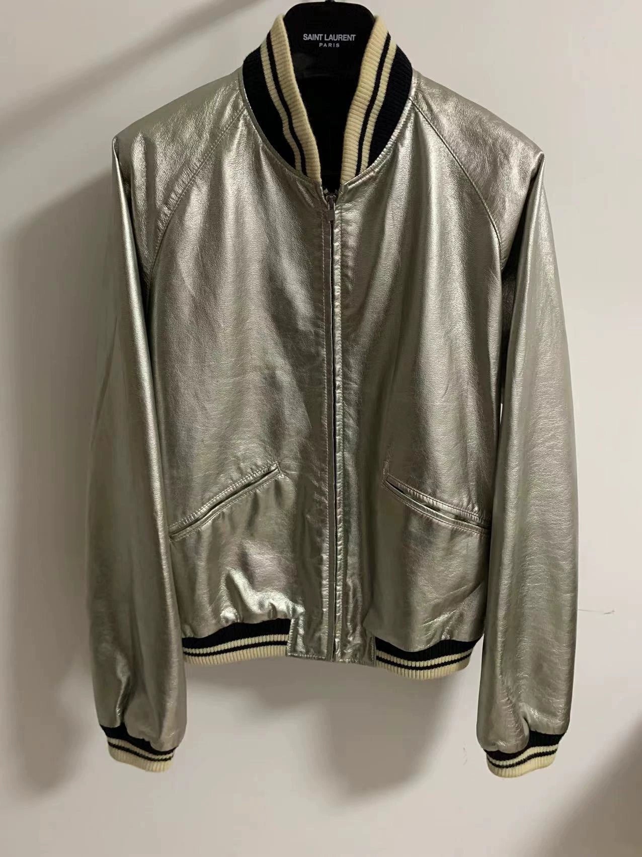 Saint Laurent Paris Silver patent leather jacket