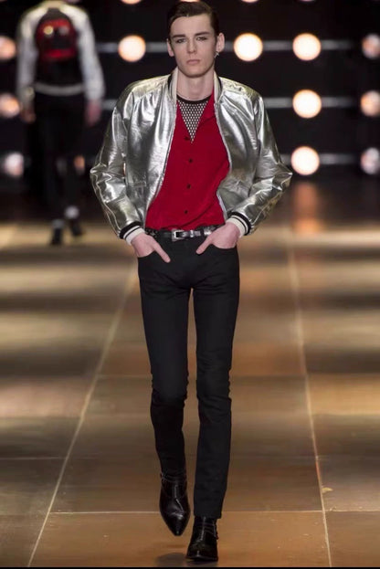 Saint Laurent Paris Silver patent leather jacket