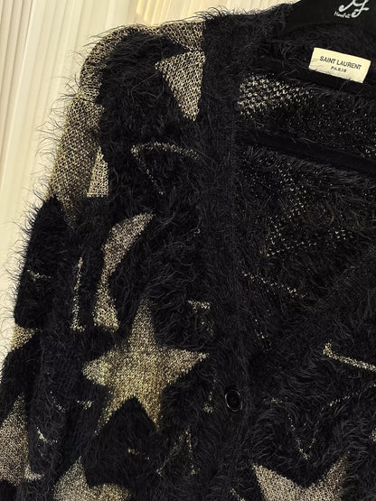 Saint Laurent Paris Five pointed star knitted sweater