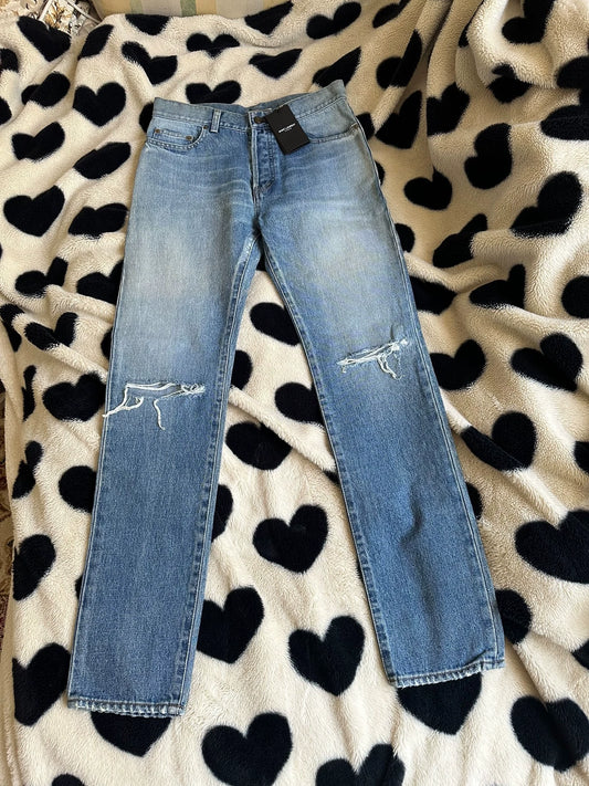 Saint Laurent Paris Show style knife cut jeans