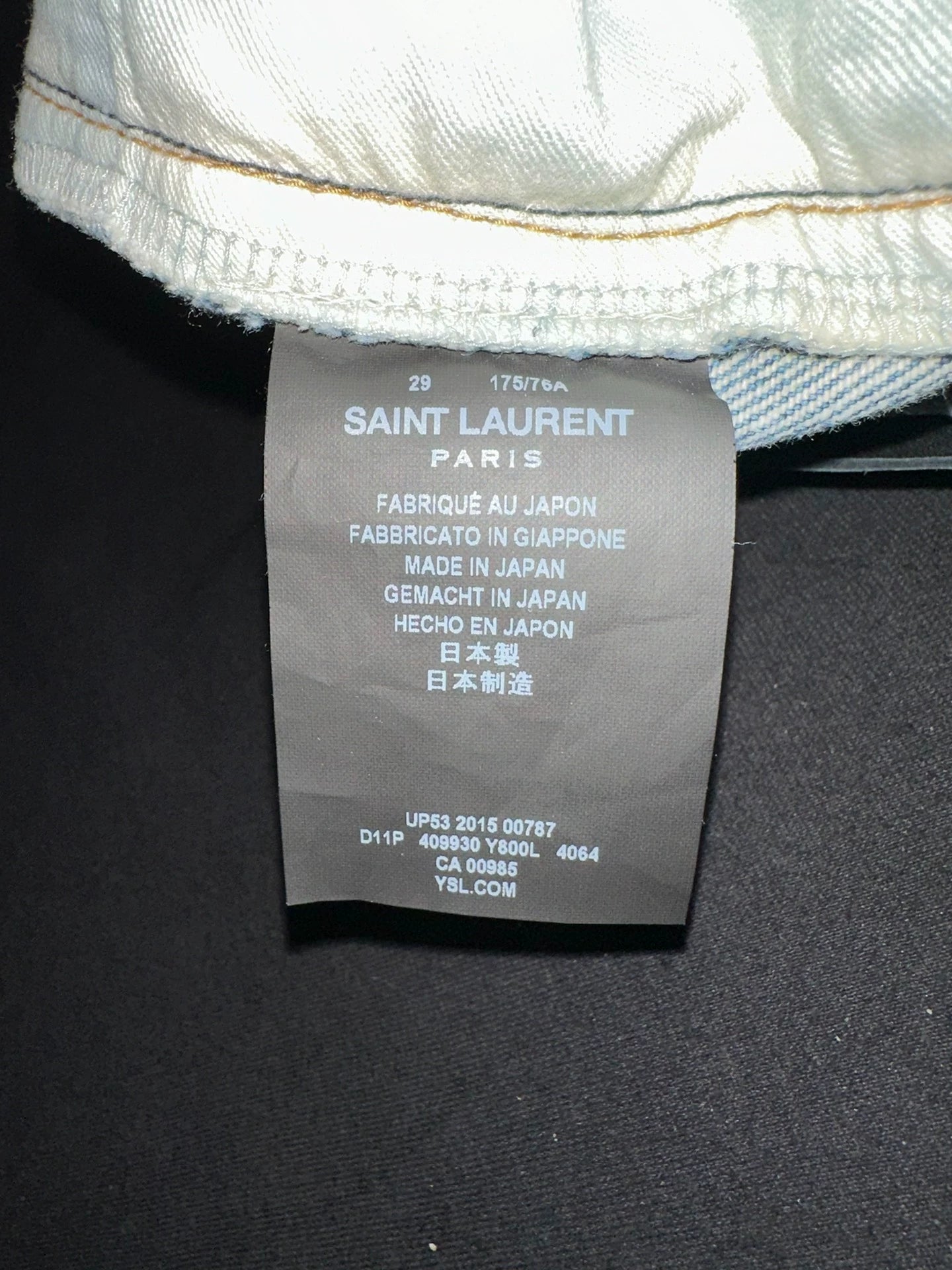 Saint Laurent Paris Show style knife cut jeans