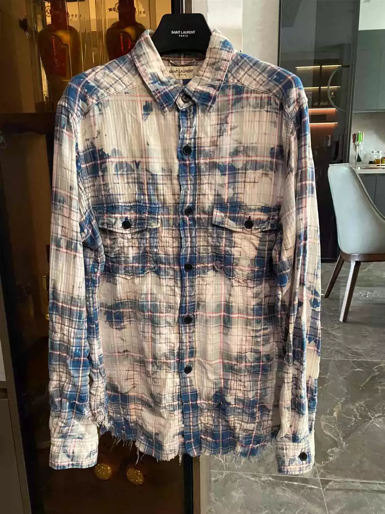 Saint Laurent Paris 16ss Blue Rendering Shirt