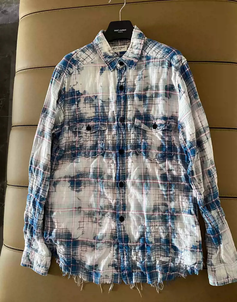 Saint Laurent Paris 16ss Blue Rendering Shirt