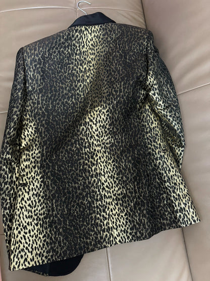 Saint Laurent ParisApple collar leopard print suit jacket