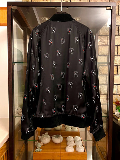 Saint Laurent Paris 15ss black silk poker jacket