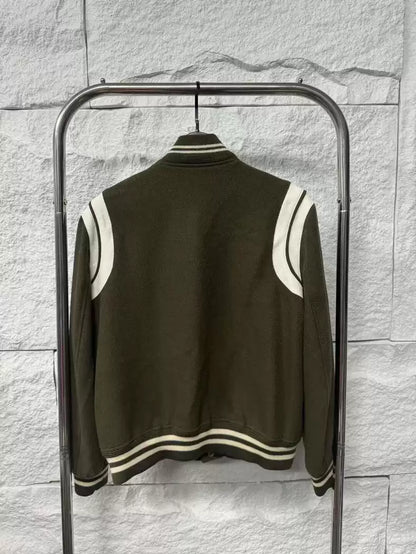 Saint Laurent Paris Classic olive green baseball jersey