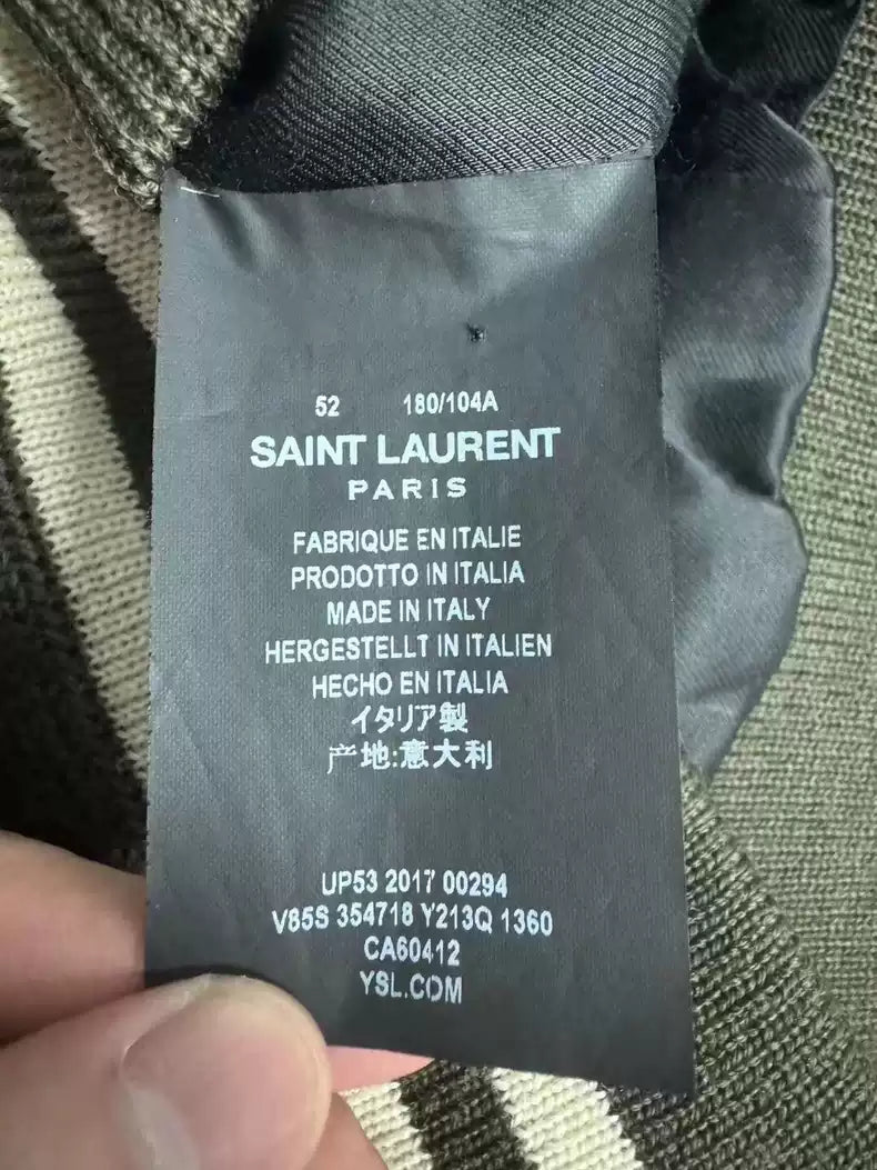 Saint Laurent Paris Classic olive green baseball jersey