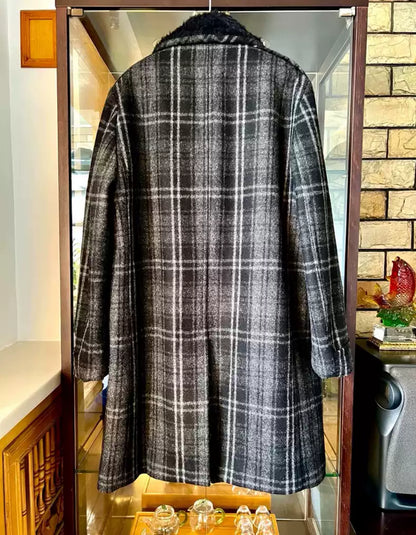 Saint Laurent Paris 19FW black gray checkered coat