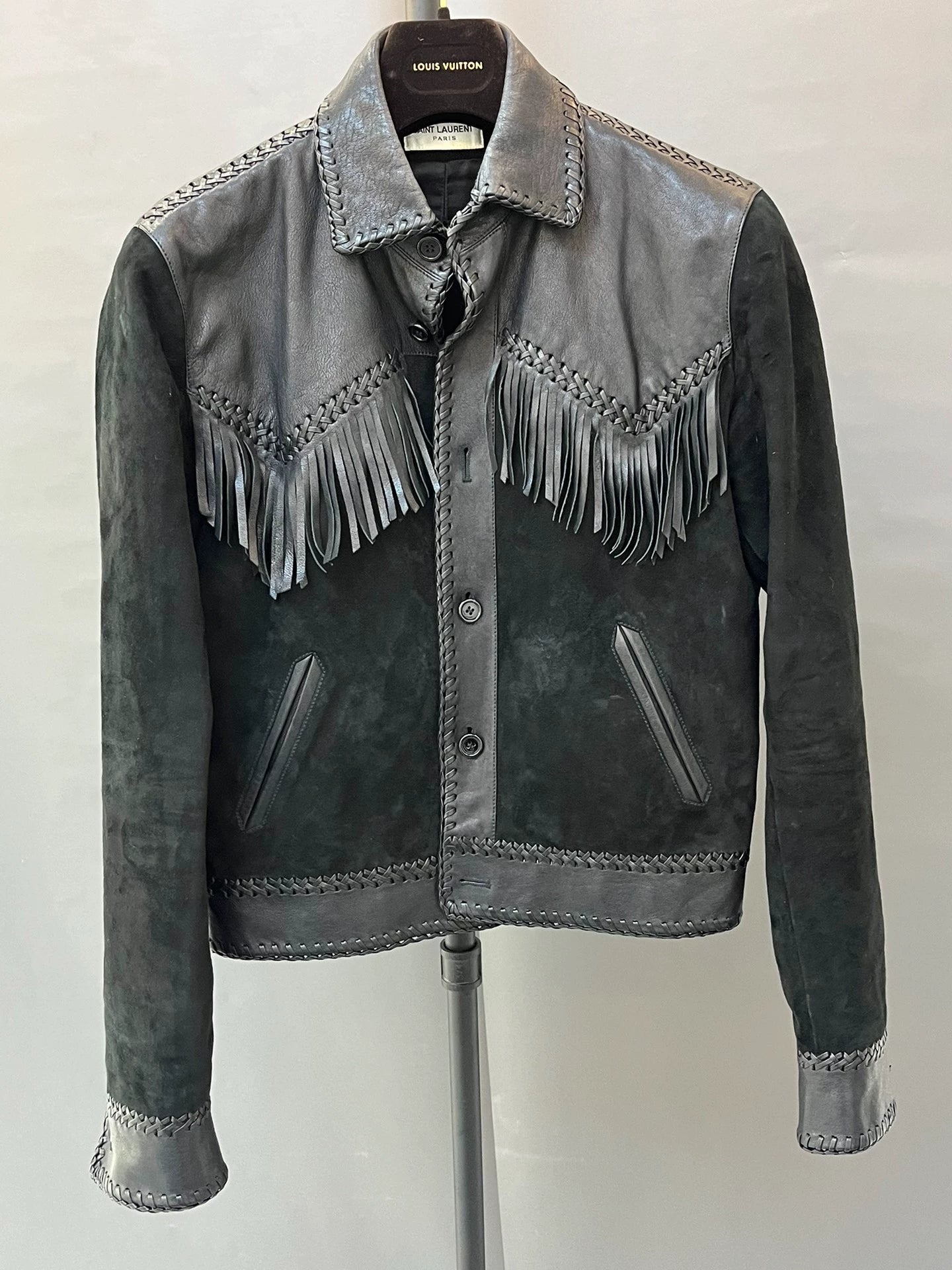 Saint Laurent Paris Tassel woven leather jacket