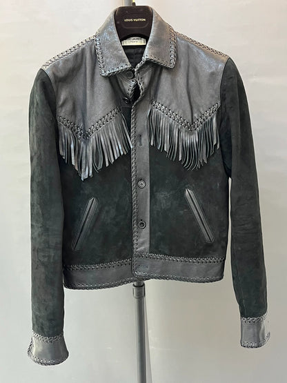 Saint Laurent Paris Tassel woven leather jacket