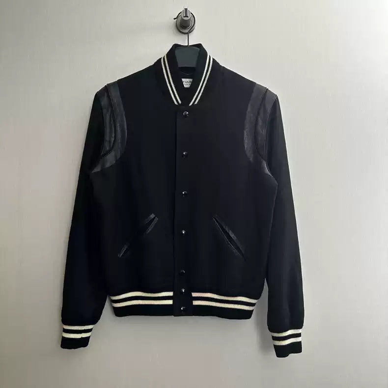 Saint Laurent Paris Split leather baseball uniform