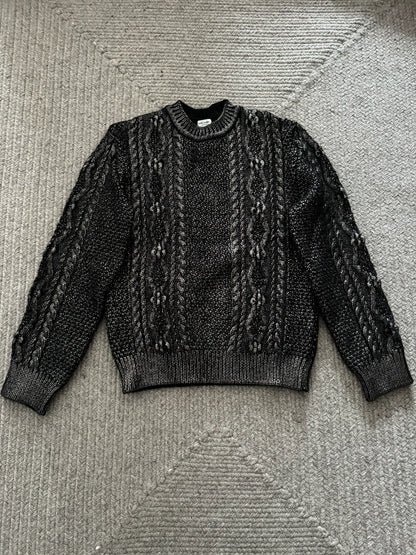 Saint Laurent Paris Black silver Fried Dough Twists rope sweater