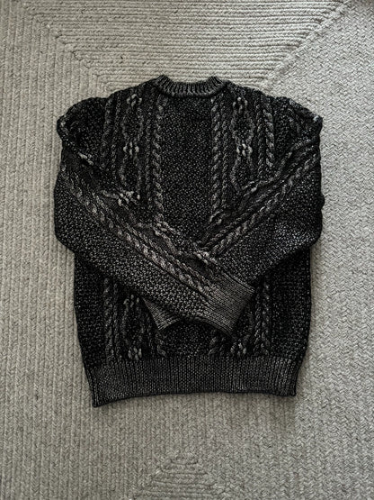 Saint Laurent Paris Black silver Fried Dough Twists rope sweater