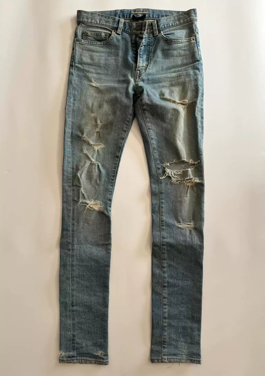 Saint Laurent destroyed jeans.