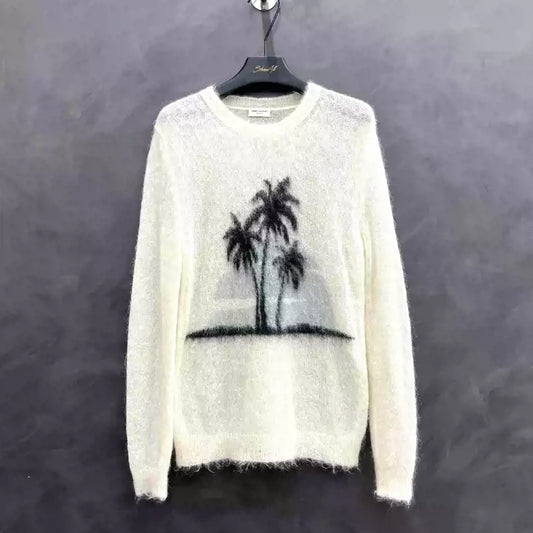 Saint Laurent Paris Coconut tree mohair knitted sweater