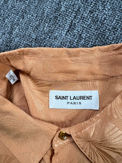 Saint Laurent Paris 21ss mulberry silk hibiscus flower shirt