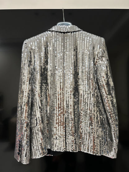 Saint Laurent Paris 13F Silver Scale Smoking Jacket