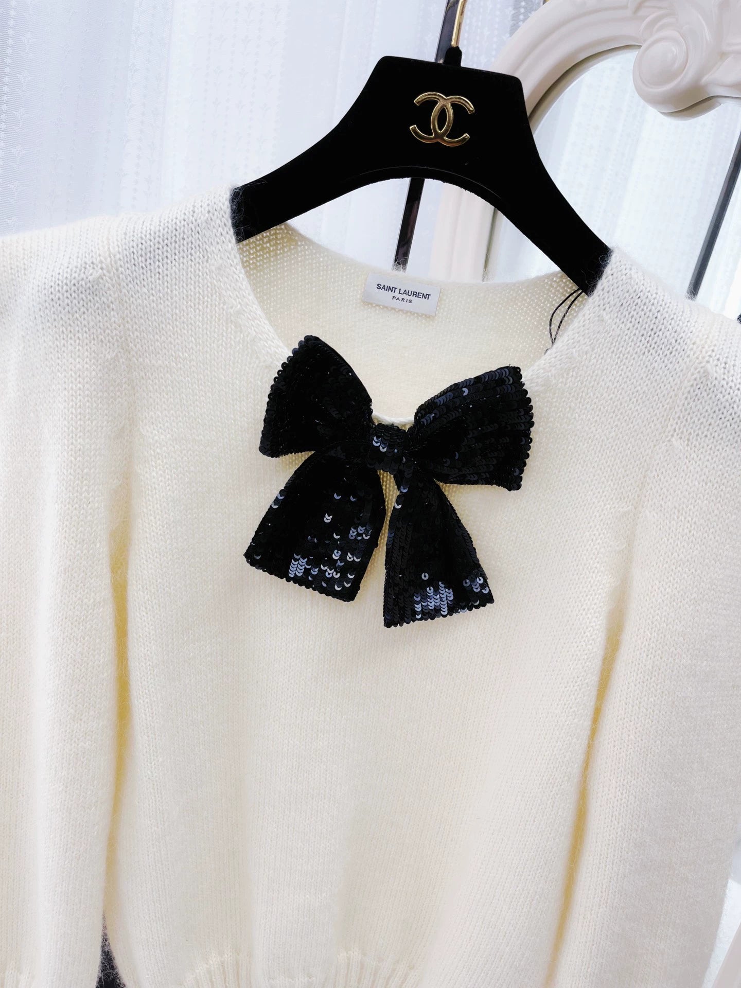 Saint Laurent Paris Bow knit sweater