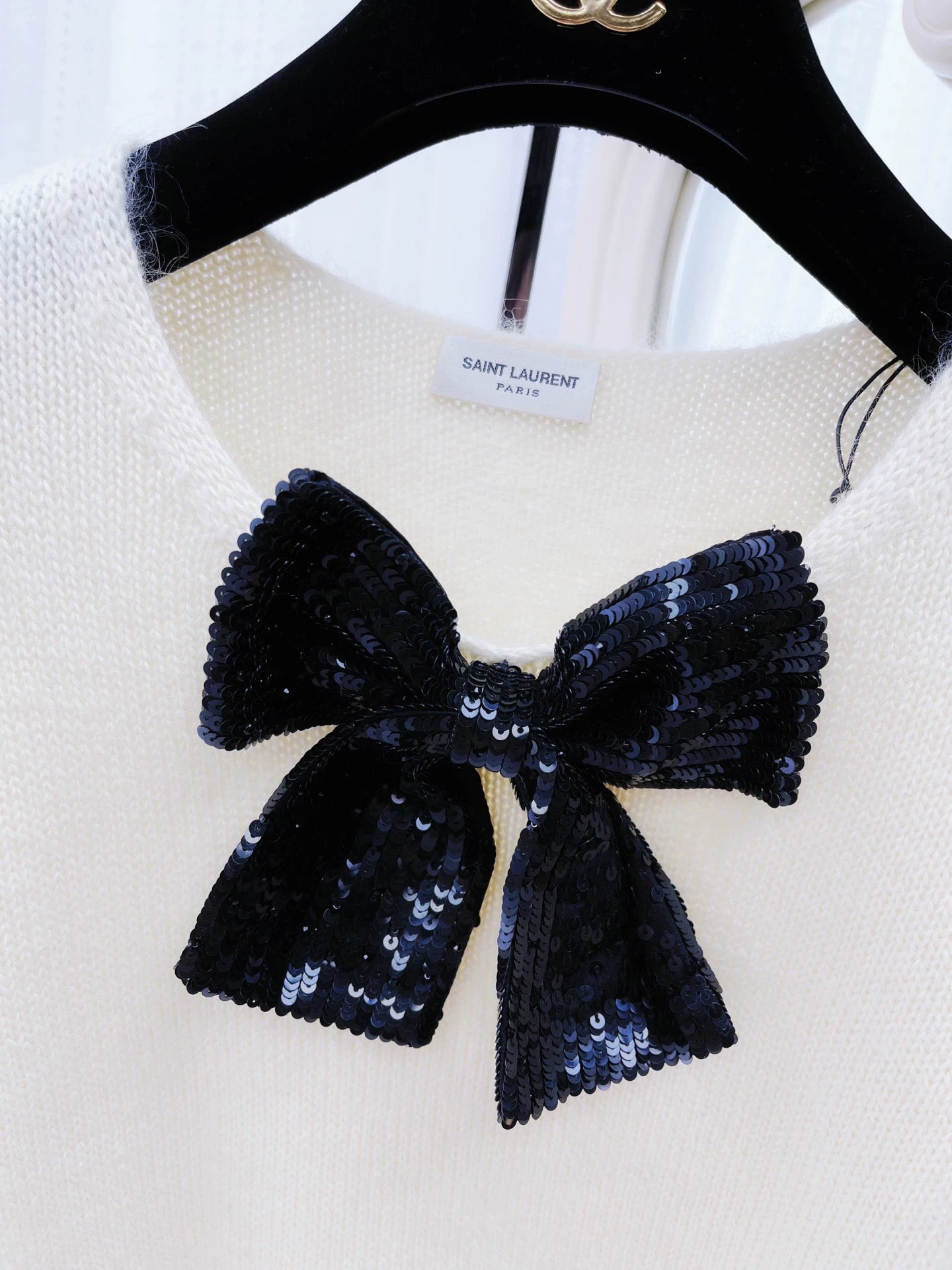 Saint Laurent Paris Bow knit sweater