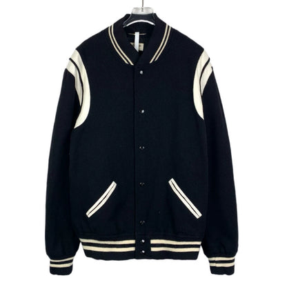 Saint Laurent Paris Black patchwork baseball jacket