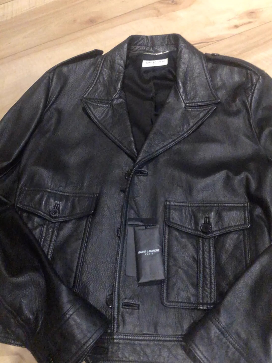 Saint Laurent Paris Pure black leather jacket