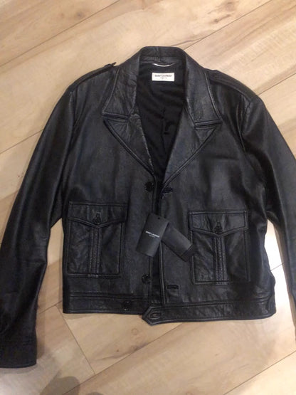 Saint Laurent Paris Pure black leather jacket