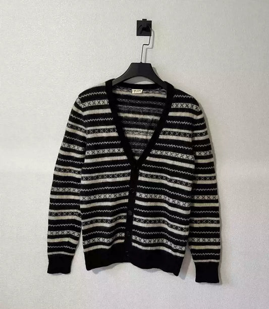 Saint Laurent Paris Mohair striped sweater jacket