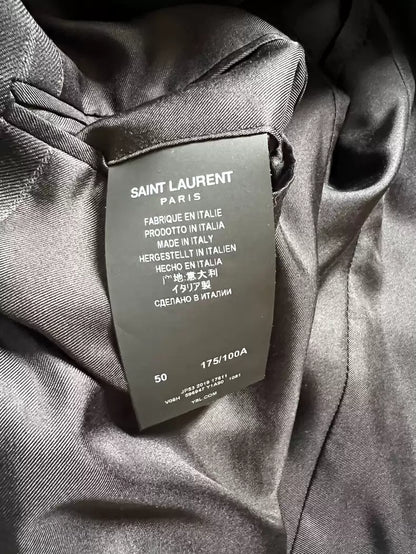 Saint Laurent Paris 19-show double-breasted silver line suit