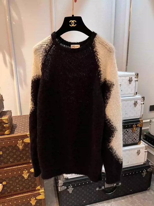 Saint Laurent Paris Mohair blend contrasting sweater