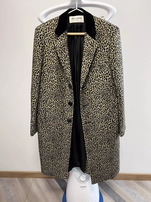 Saint Laurent Paris Leopard print coat