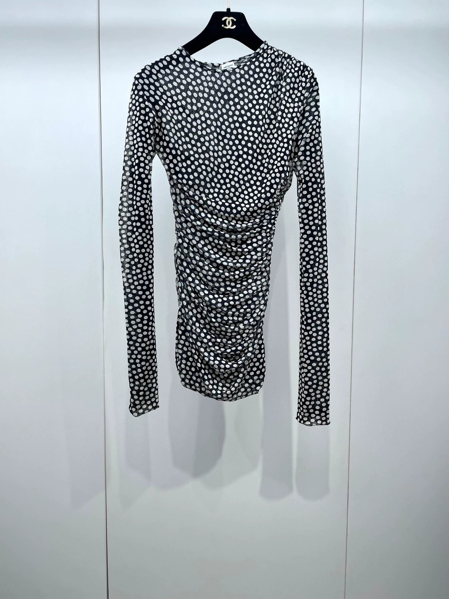 Saint Laurent Paris Polka dot mesh dress