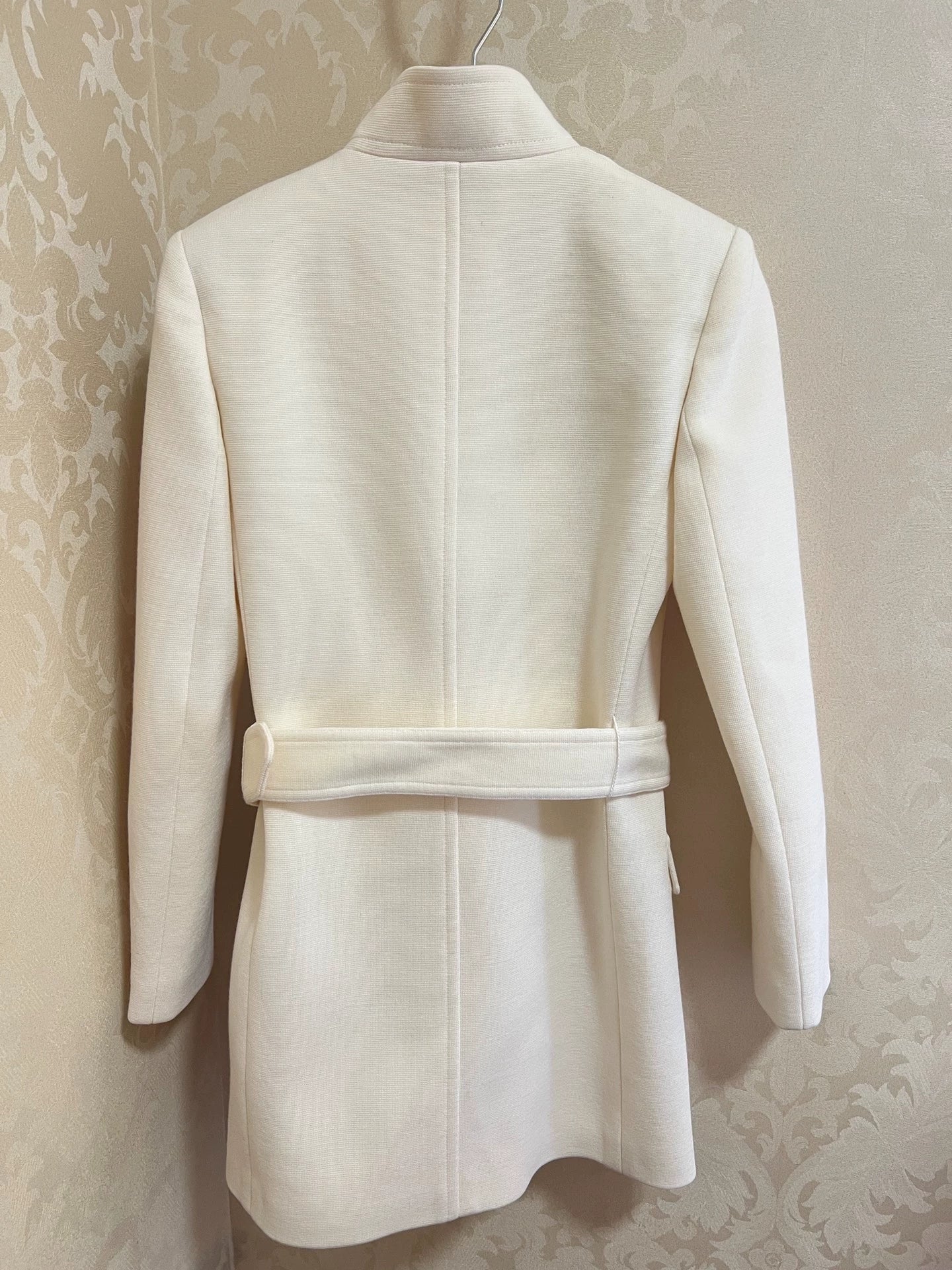 Saint Laurent Paris White waist cinched coat