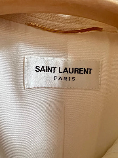 Saint Laurent Paris White waist cinched coat