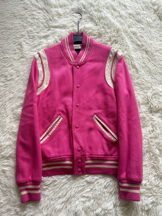 Saint Laurent Paris pink baseball jacket