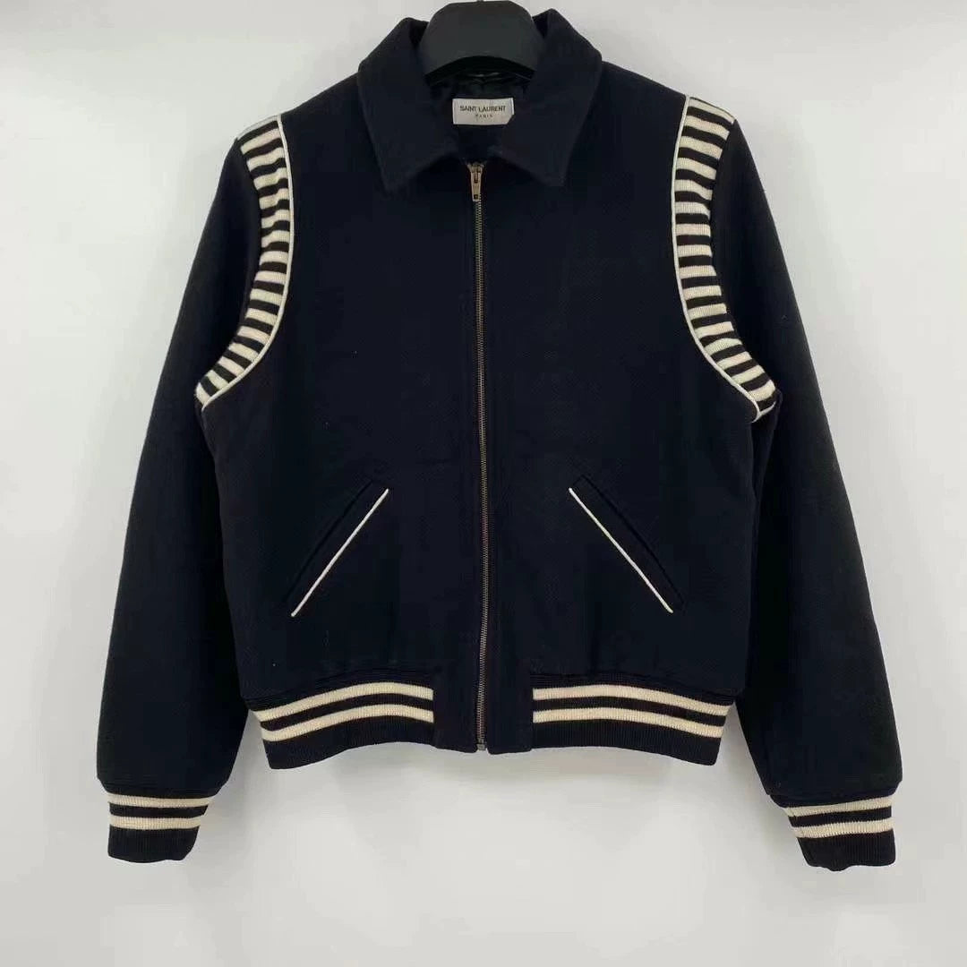 Saint Laurent Paris Striped Knitted Zipper Jacket