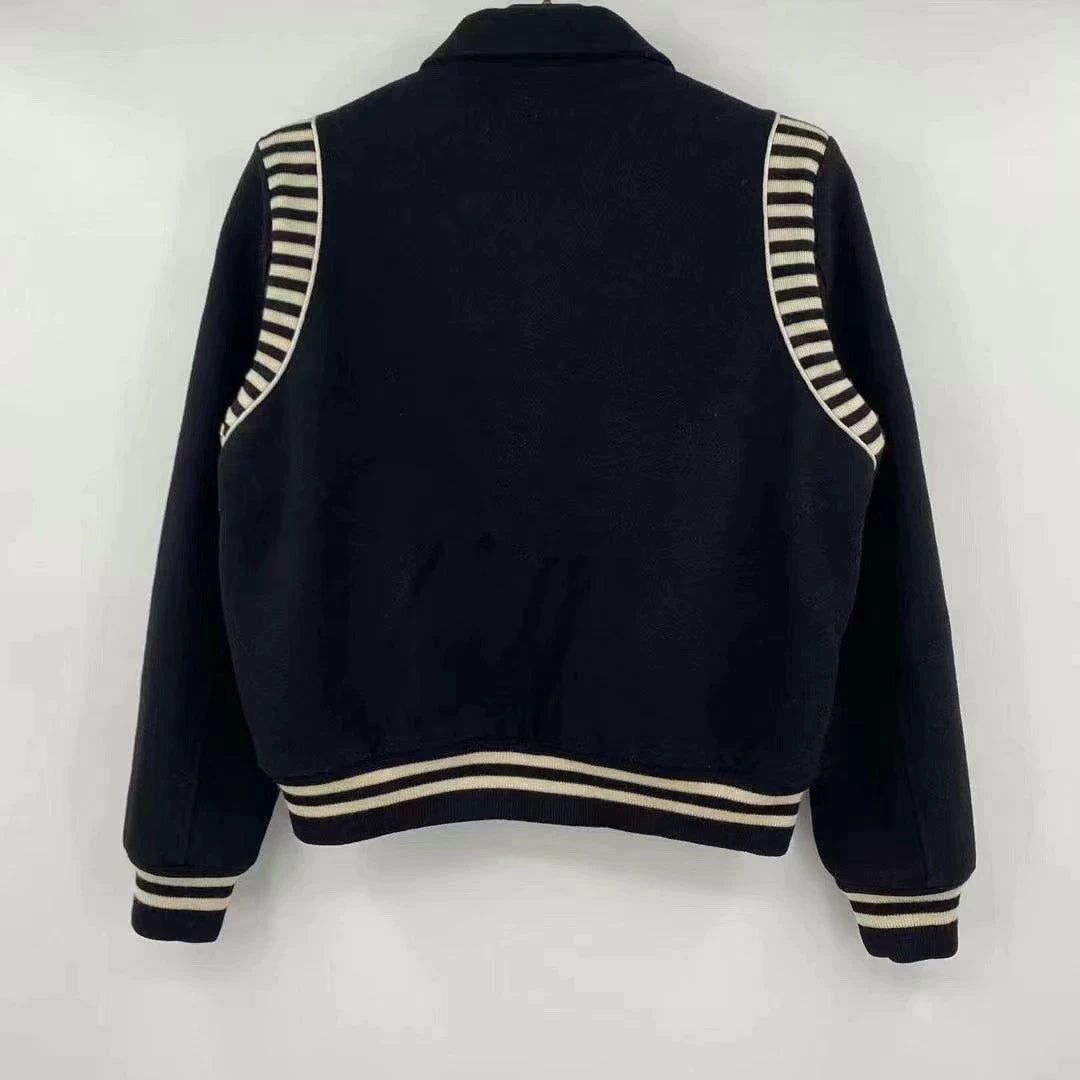 Saint Laurent Paris Striped Knitted Zipper Jacket